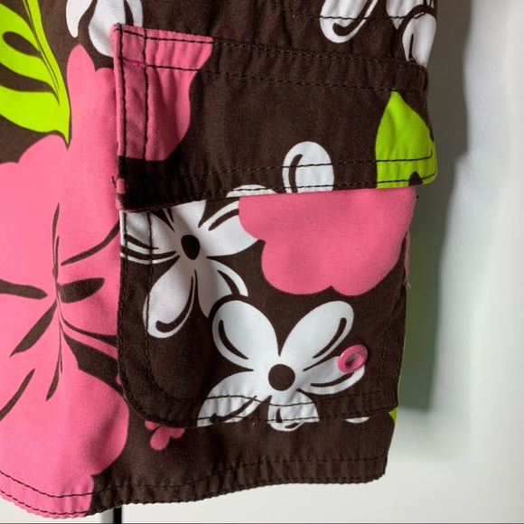 Roxy Girls Hawaiian Floral Swim Board Shorts - Picture 2 of 11